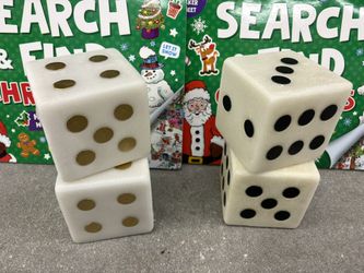 2 Dice. Gold & White. OR Black & White. $50 Per Pair. Gift For Gambler Casino Bunko Bonko Card Player.