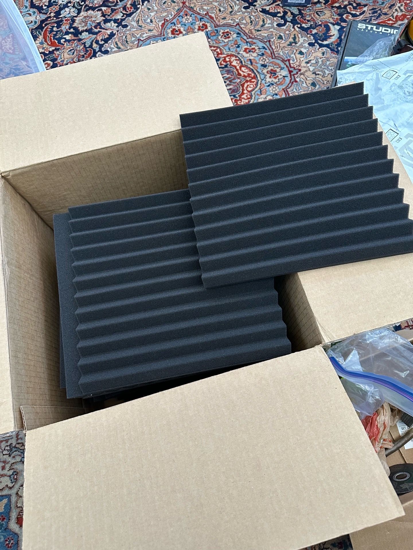 Recording studio acoustic foam panels