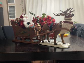 Animated Reindeer & Santa On Sleigh