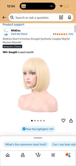Short 12 inches Straight Synthetic Wig