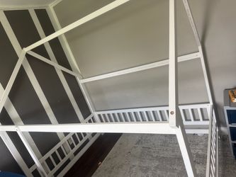 White Wooden House Bed Frame