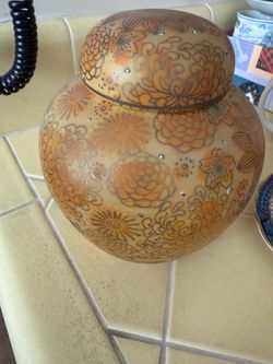 Decorative Ceramic Ginger Jar with Floral Design