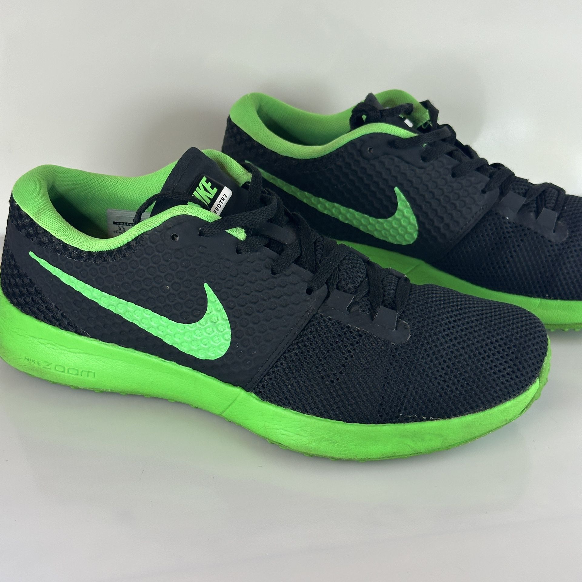 Nike Zoom Speed Trainer (contact info removed)-030 Men's size 9,5 Running Sneakers, Black/Green