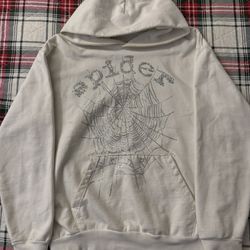 Sp5der Hoodie White Rhinestone