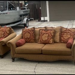 Nail head sofa with matching chair