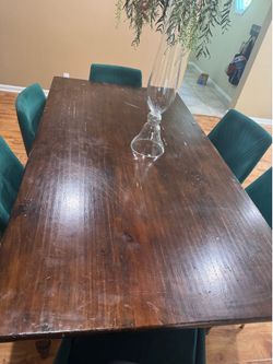Solid wood dining table.