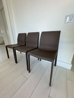 Italian Leather Dining Side Chairs (3)