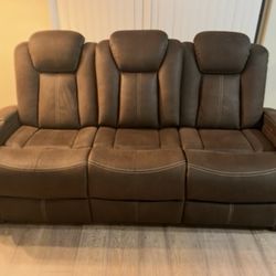 Soft Leather Sofa - Dual Recliner