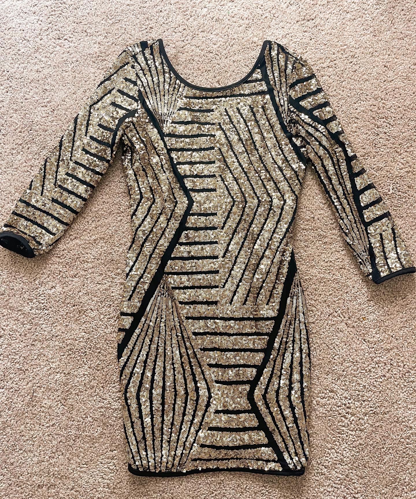 Black And Gold Sequin Dress