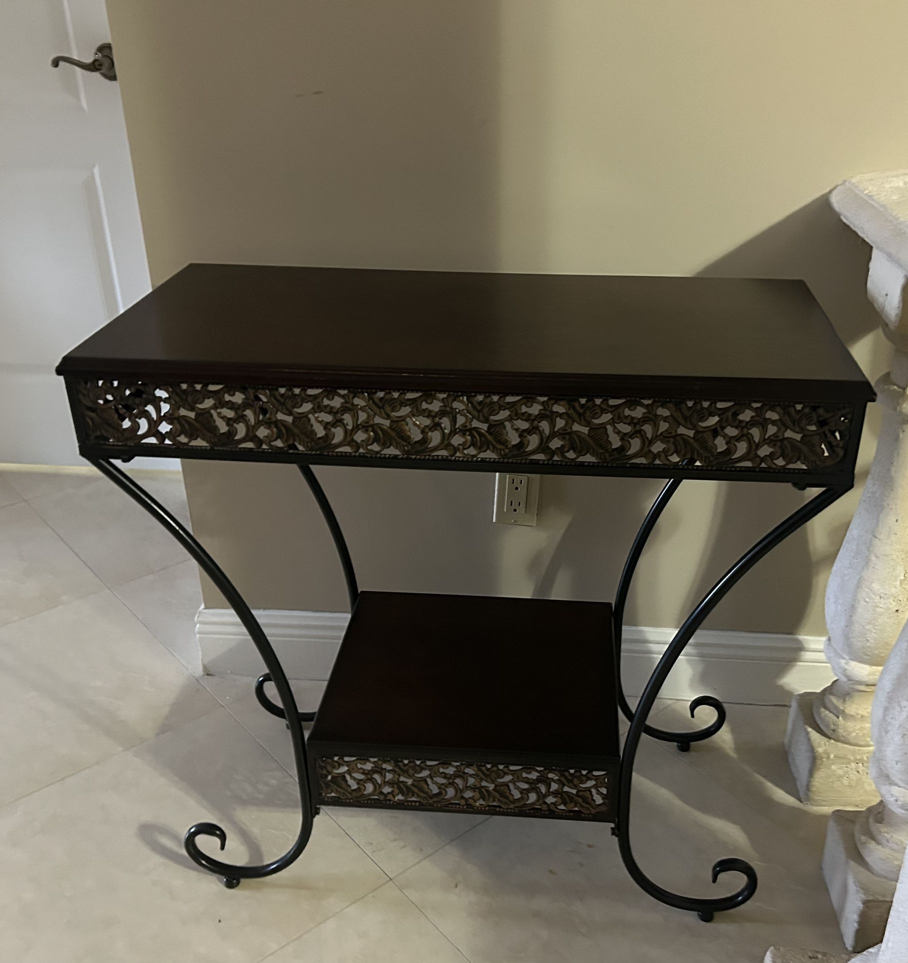 Metal and Wood Top Table