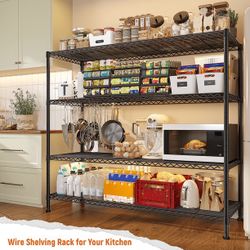 45.3"W 4 Tier Metal Shelves Adjustable Wire Shelving for Storage Pantry Kitchen Living Room Shelves   Being 45.3" wide by 17.7" deep by 63" 