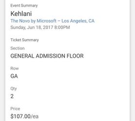 2 Kehlani Tickets for Sale