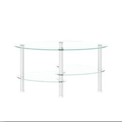 Transparent Oval Glass Coffee Table