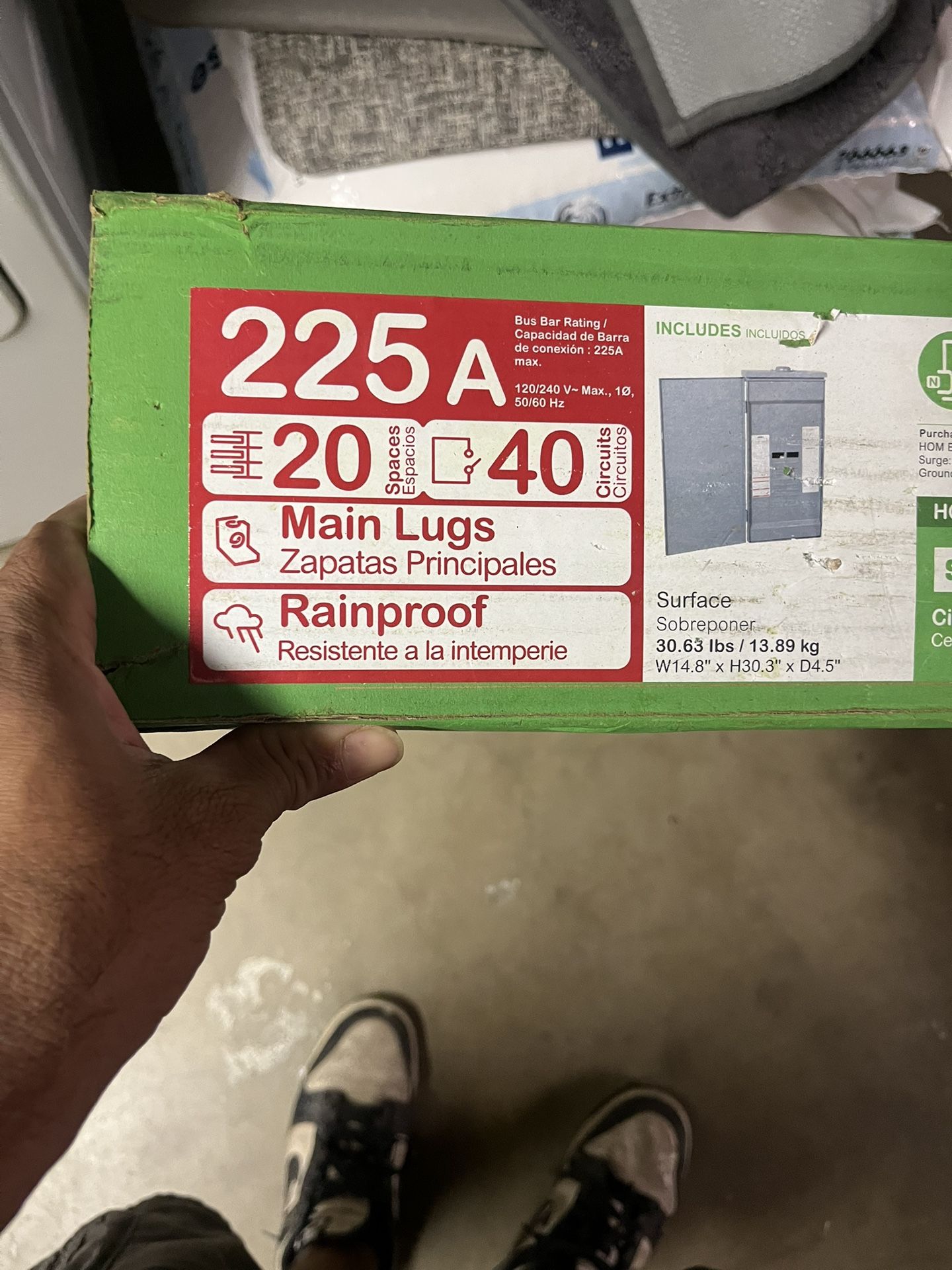 Square D Sub Panel 225 Amp 20 Space Main Lugs