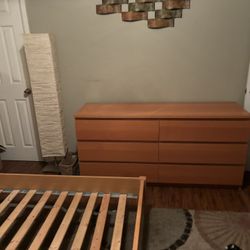 wooden bed frame & Dresser Chair And Rug Included FREE