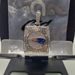 New England Patriots Championship Pendant - Iced White Gold By GLD SHOP NFL