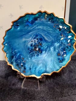 Handmade Epoxy Resin Agate Geode Slice 