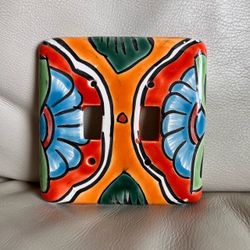 Hand-Painted Mexican Talavera Double Toggle Light Switch Cover