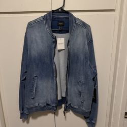 New Men’s Forever 21 Denim Bomber Jacket large