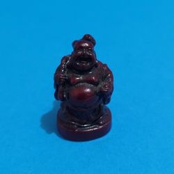 Buddha Burgundy Red Resin Mini Laughing Figurine 1" .
