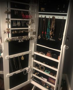 Jewelry Organizer Stand With Mirror & Lock
