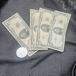 $5 Dollar Bill And 1922 $1 Coin