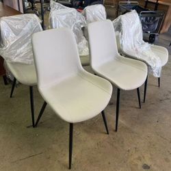 New assembled set of 6 Dining Chairs, Modern PU Leather Dining Room Chair with Sturdy Metal Legs, Upholstered Seat Dinner Chairs Accent Side Chairs fo