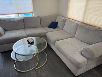 Light Gray Fabric Sectional Sofa with Chaise