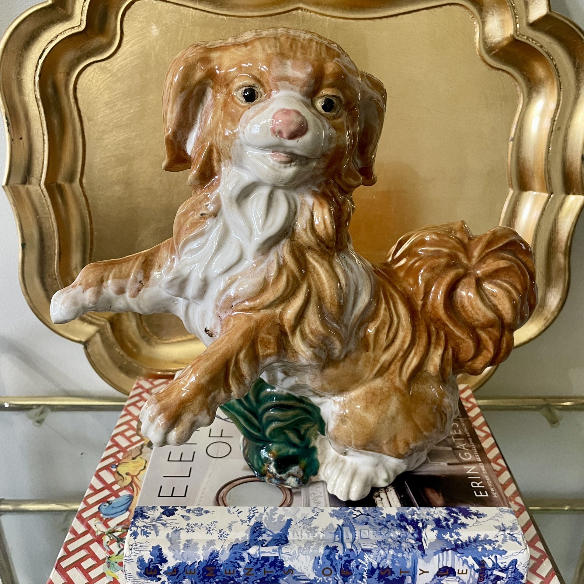 Vintage 11” H x 12” W x 7” D Ceramic Dog Statue/Figure