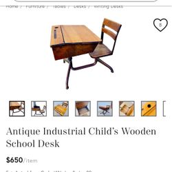 Old English Wooden School Desk