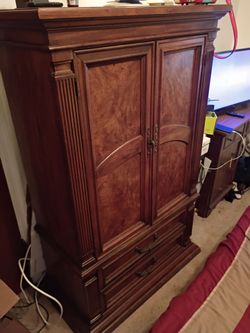 Wood Armoire with Drawers