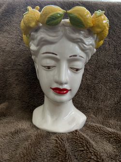 Lady & Lemons Moors Head Vase Planter Pot Napkin Holder. Looks Art Deco Italian Sicilian Not Antique. New Condition. Special Piece $125.
