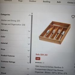 Bamboo Utensil Ttay x2