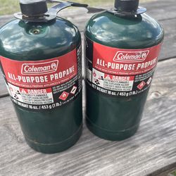 2 Coleman All Purpose Propane tanks 16 ounce