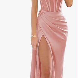 Blush Pink Dress Satin $50