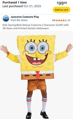Kids Sponge Bob deluxe costume