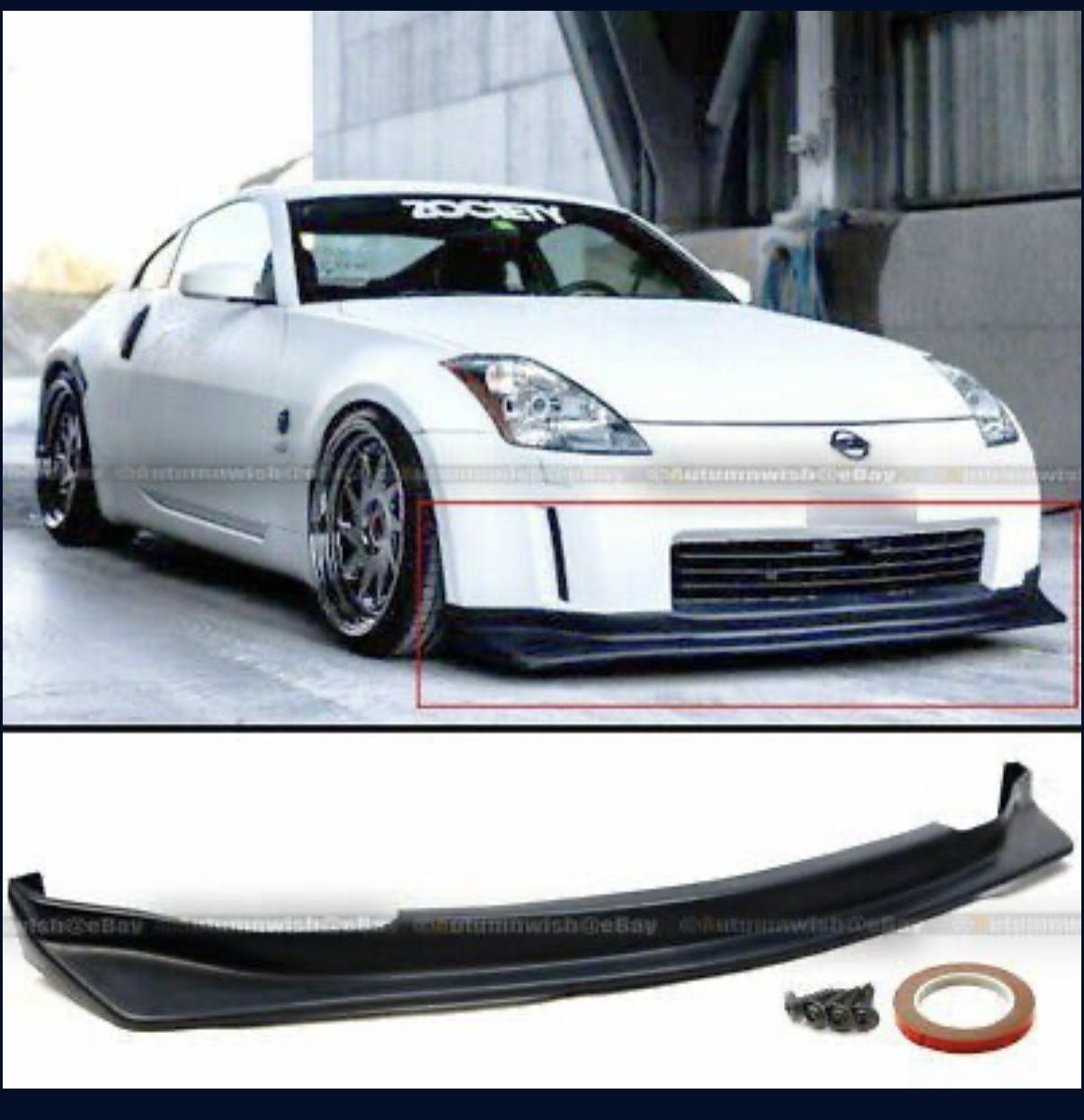 03-05 350z Unpainted Polyurethane NS N Style Front Bumper Chin Lip Body Kit  