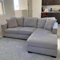 Light Beige Egan 93” Modern Sectional Chaise Sofa by Living Spaces