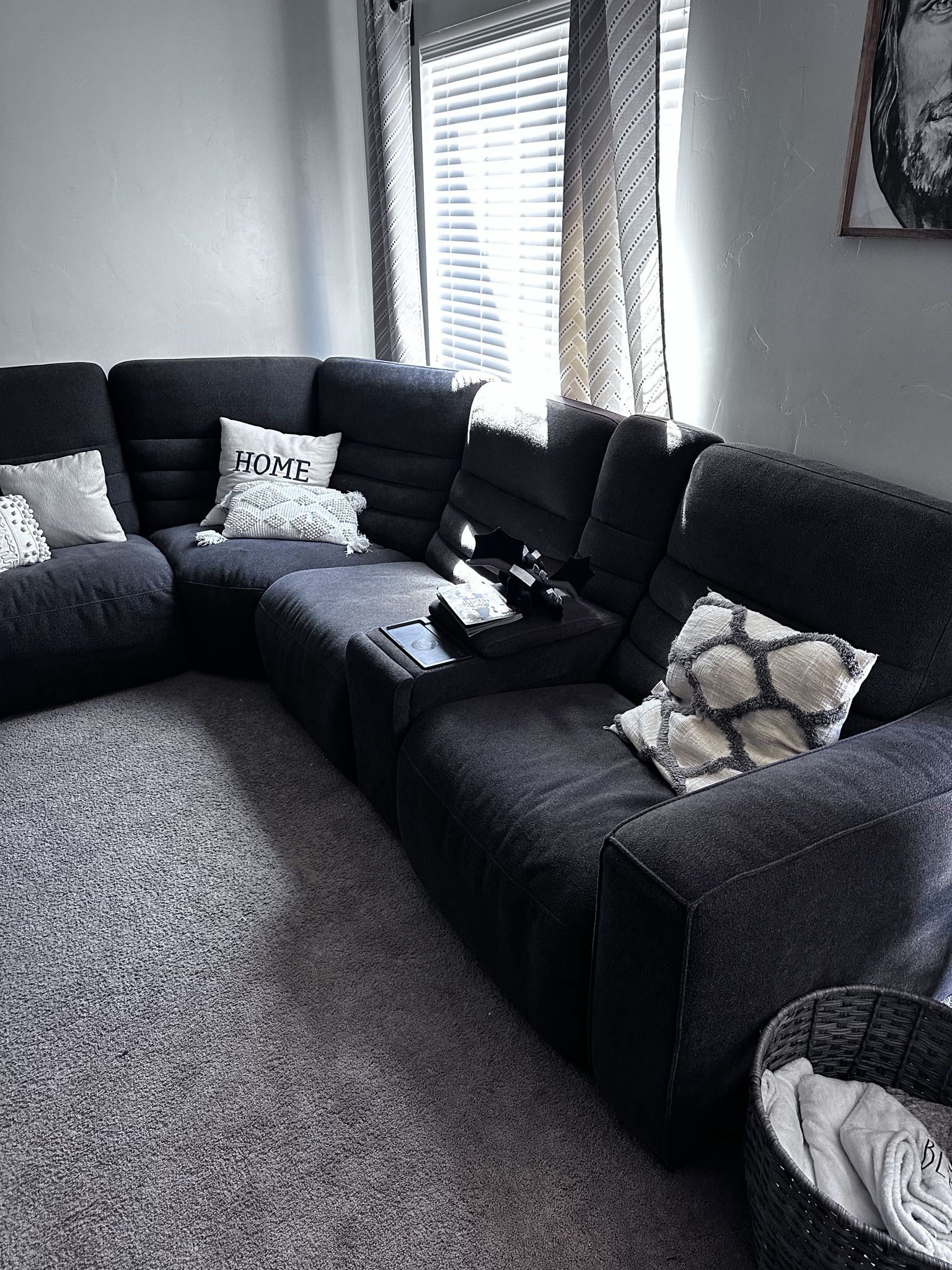 Sectional-Charcoal Gray-Recliner