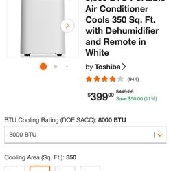 8,000 BTU Portable Air Conditioner Cools 350 Sq. Ft. with Dehumidifier 