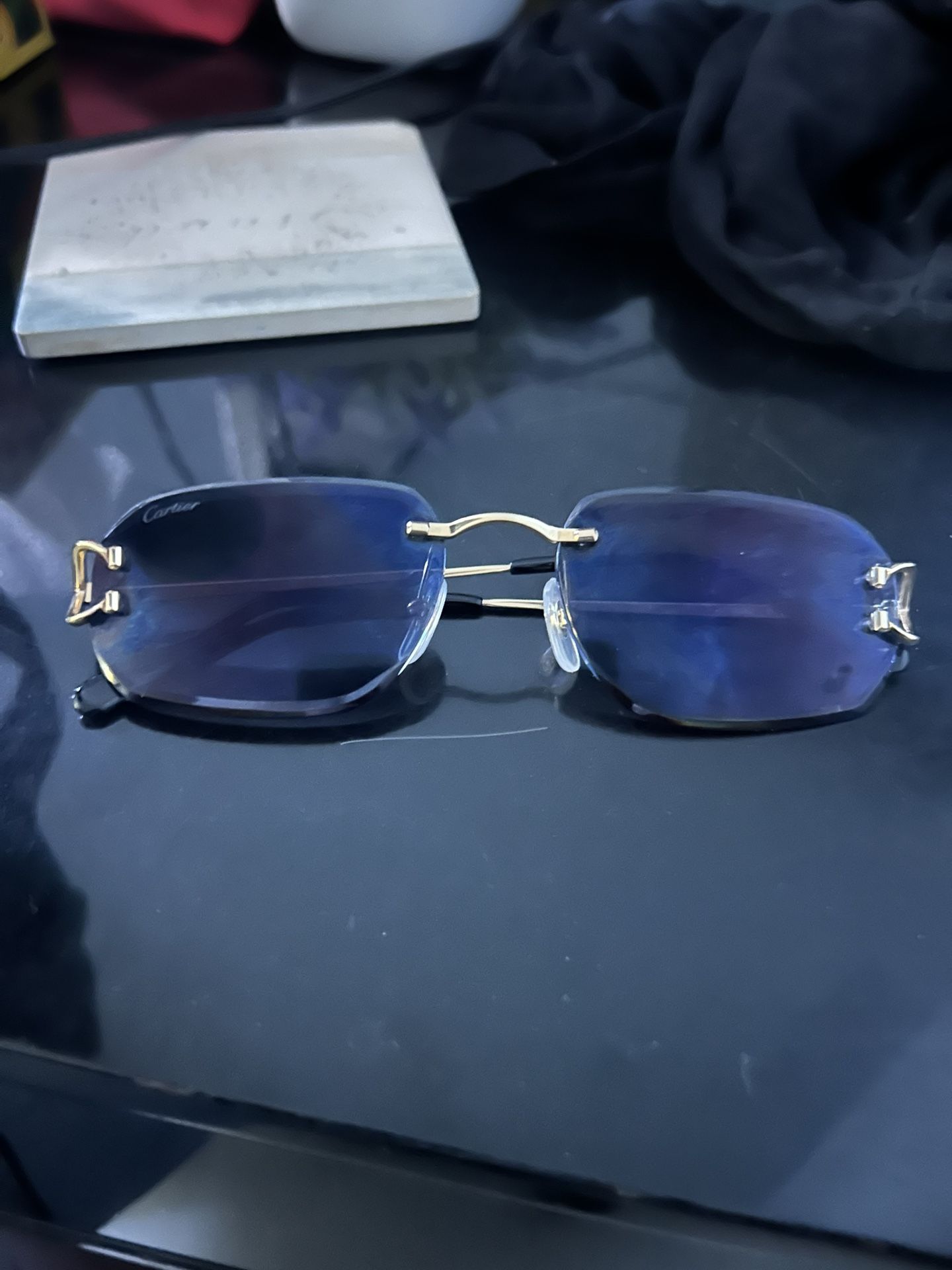 Cartier C De Cartier sunglasses 18k gold plated ( Gold with Blue )