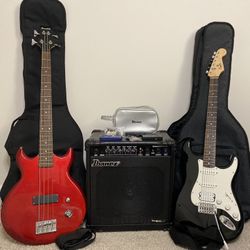 Fender And Ibanez Electric Guitar Bundle with Amp and Accessories