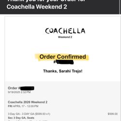 Coachella Weekend 2 – 3-Day GA 🎶🌴