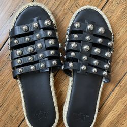 marc fisher black studded sandals
