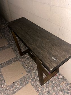 Brass table with solid veneer wood - Used