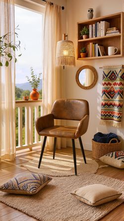 Mayfair Dining Chairs with Armrest 2 PCS– Modern Fabric & Sturdy Legs