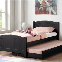 TWIN BED WHIT TRUNDLE +2 MATTRES ☎️ 1714586,2564 BLACK 