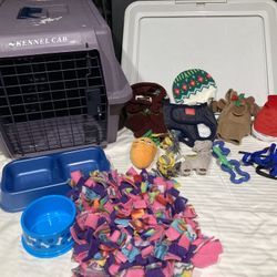 Small Dog Bundle Set 15 Items Purple Crate, Dog Dishes, Dog Toys, Clothes Tray