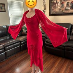 Red Chiffon Layered Formal Dress