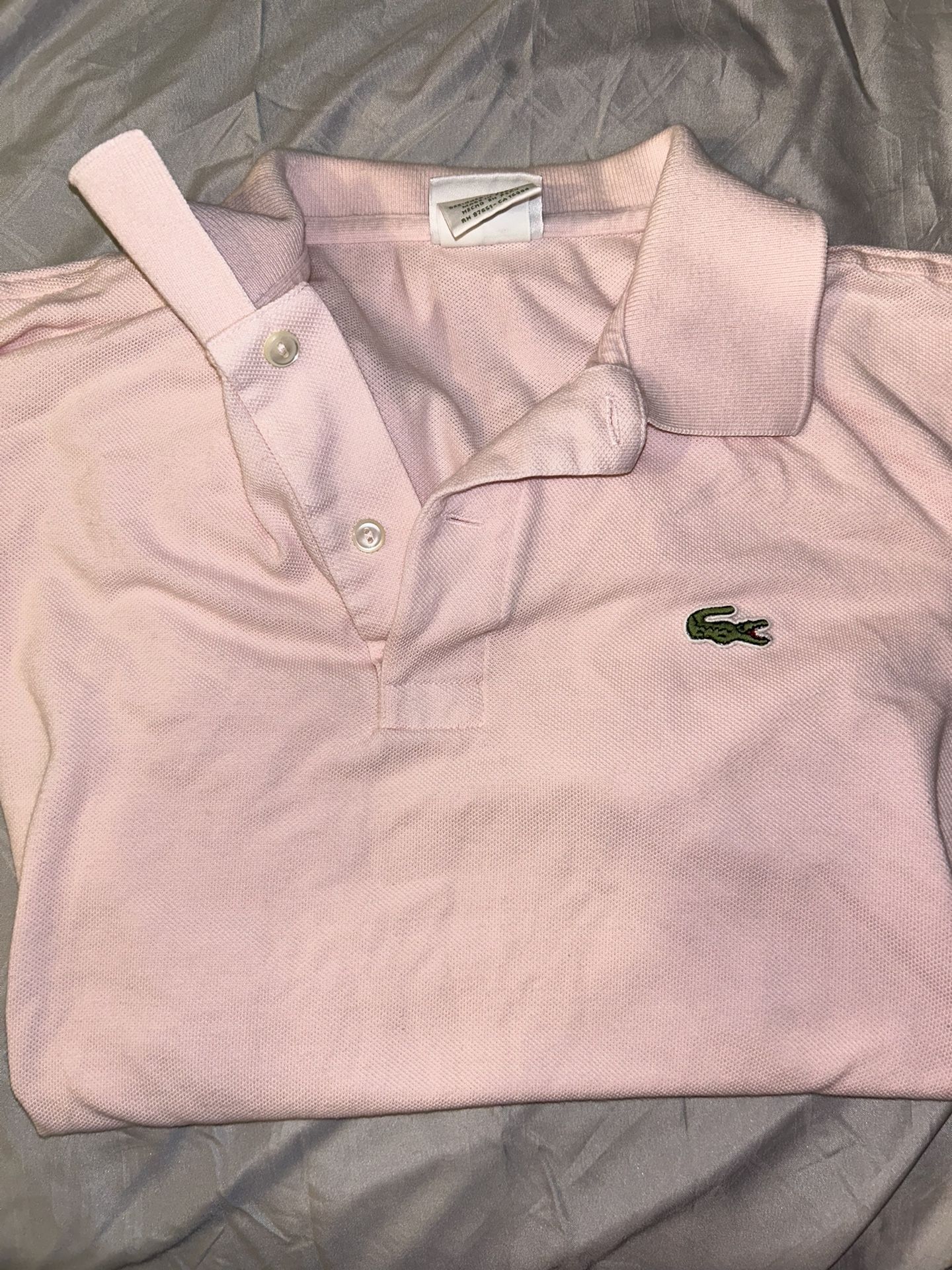 Pink Lacoste Button Up Polo